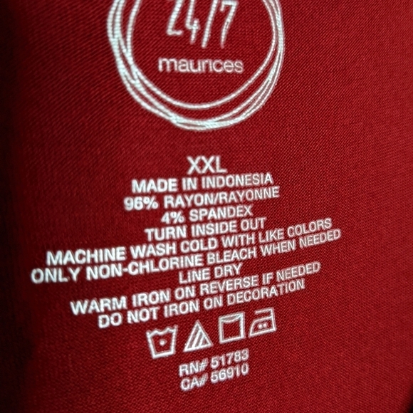 MAURICES Modal Red TANK with metallic gold painted accents size XXL - Picture 7 of 8